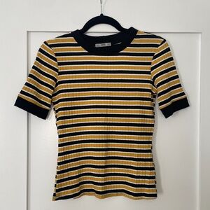 Ribbed Striped Knit Tee